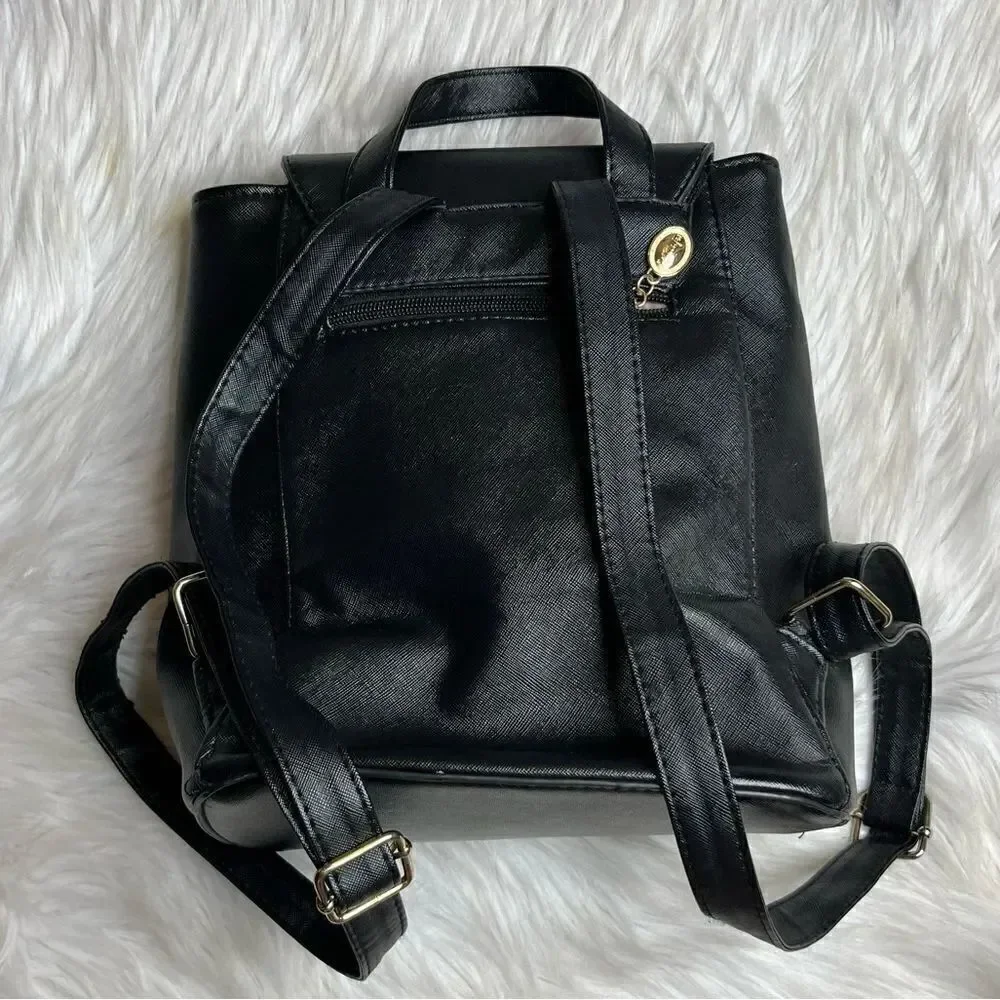 Kalklaguo Zip Up Mini Back Pack Black & Gold